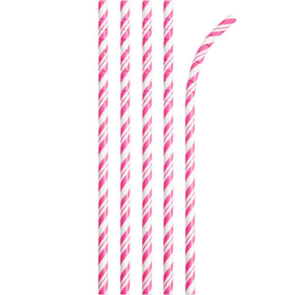 Roze Rietjes Gestreept 24st van Creative Converting koop je bij Partywinkel