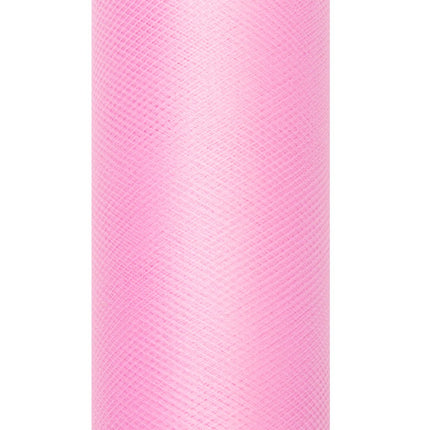 Roze Tule Rol 15cm 9m van Partydeco koop je bij Partywinkel