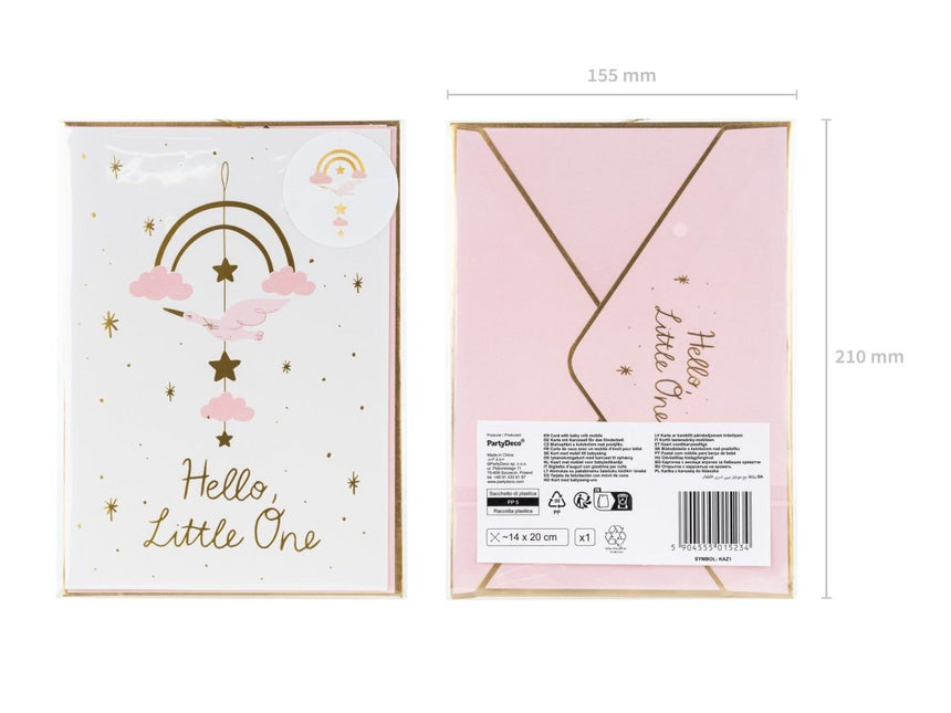 Roze Uitnodigingen Hello Little One 14x 20cm 11st van Partydeco koop je bij Partywinkel