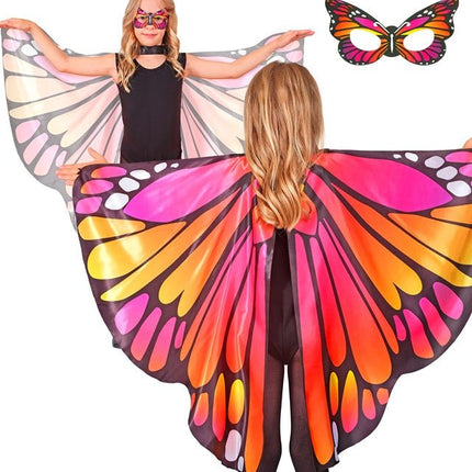 Roze/Oker Vlindervleugels En Oogmasker Kind van Widmann koop je bij Partywinkel
