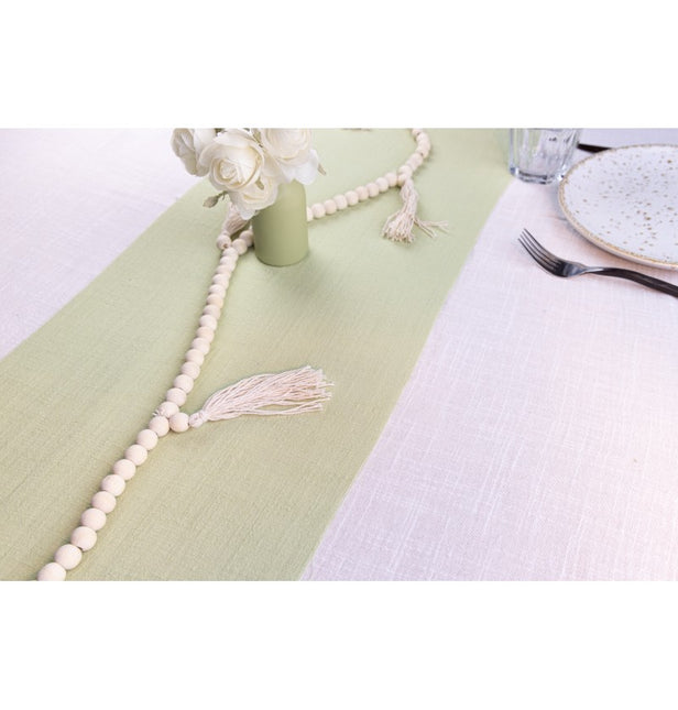 Chemin de table vert clair Coton 5m