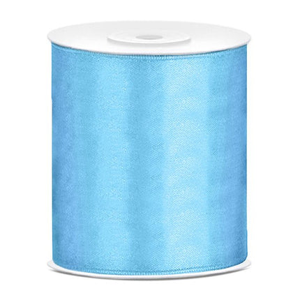 Satijn Lint Lichtblauw 100mm 25m van Partydeco koop je bij Partywinkel