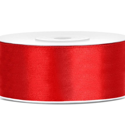 Satijn Lint Rood 25mm 25m van Partydeco koop je bij Partywinkel