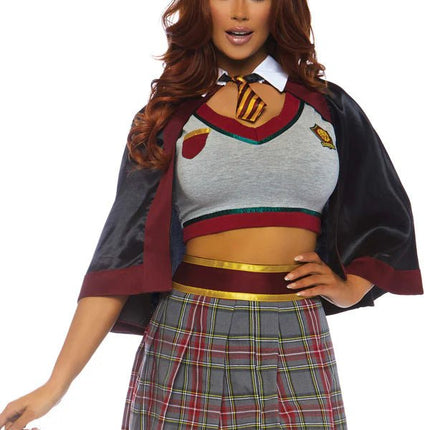 Schoolmeisje Kostuum Grijs Rood Dames Leg Avenue - Partywinkel - 714718535784