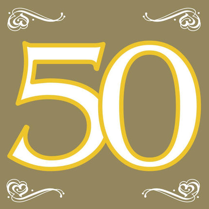 Servetten 50 Goud 33cm 20st - Partywinkel - 8714572077613