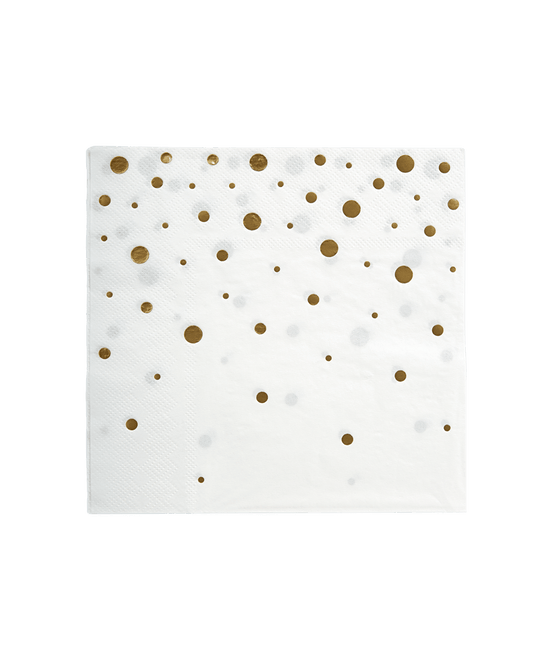 Servetten Gouden Stippen Wit 17cm 16st van Paper Dreams koop je bij Partywinkel