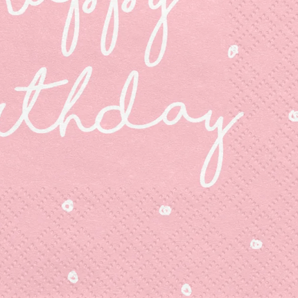 Servetten Happy Birthday Roze 33cm 20st van Partydeco koop je bij Partywinkel