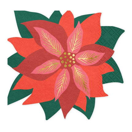 Servetten Rode Kerst Ster 15,5cm 20st van Partydeco koop je bij Partywinkel