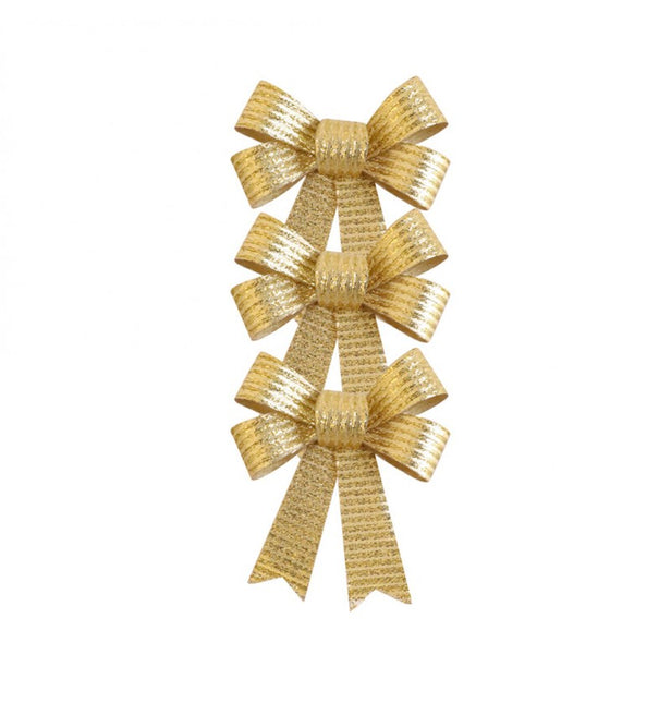 Lot de 3 nœuds dorés brillants 10cm x 12,7cm