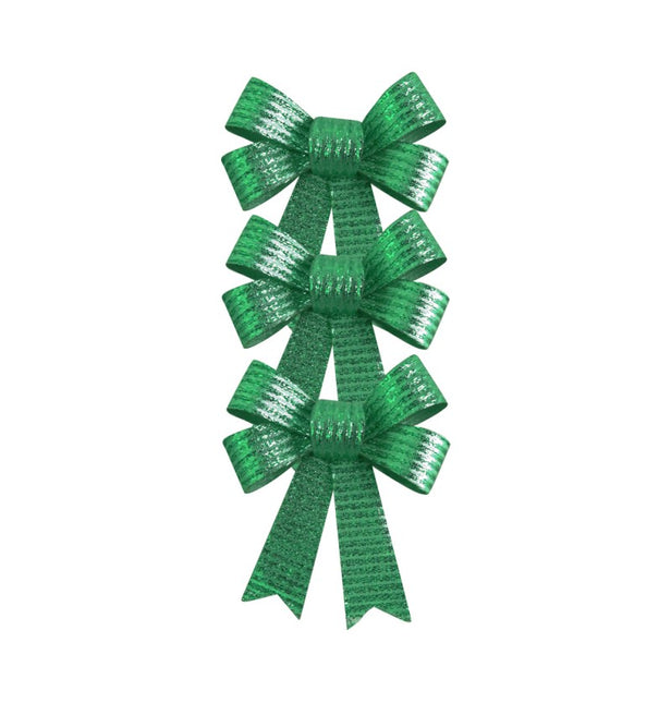 Lot de 3 nœuds verts brillants 10cm x 12.7cm