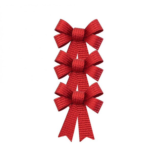 Lot de 3 nœuds rouges brillants 10cm x 12.7cm