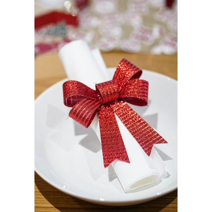 Lot de 3 nœuds rouges brillants 10cm x 12.7cm