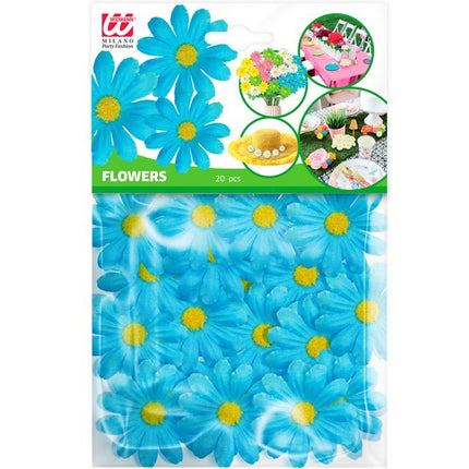Set Van 20 Decoratieve Licht Blauwe Bloemen van Widmann koop je bij Partywinkel