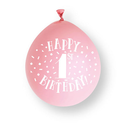 Ballons en latex rose « 1er anniversaire », 23 cm, lot de 10