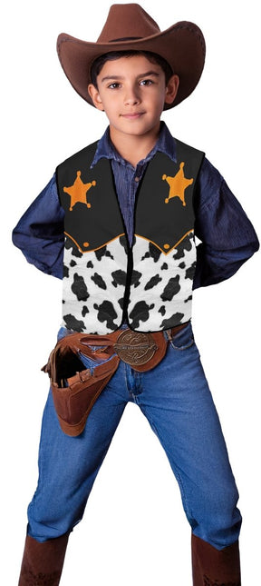 Sherrif Vest Zwart Wit Kind Cowboy van Fiestas Guirca koop je bij Partywinkel