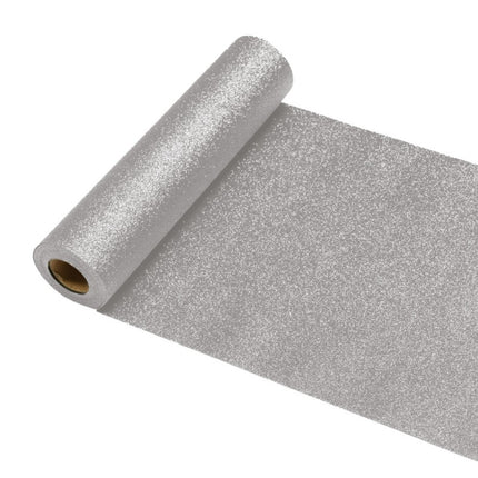 Chemin de table argenté pailleté 30cm 5m