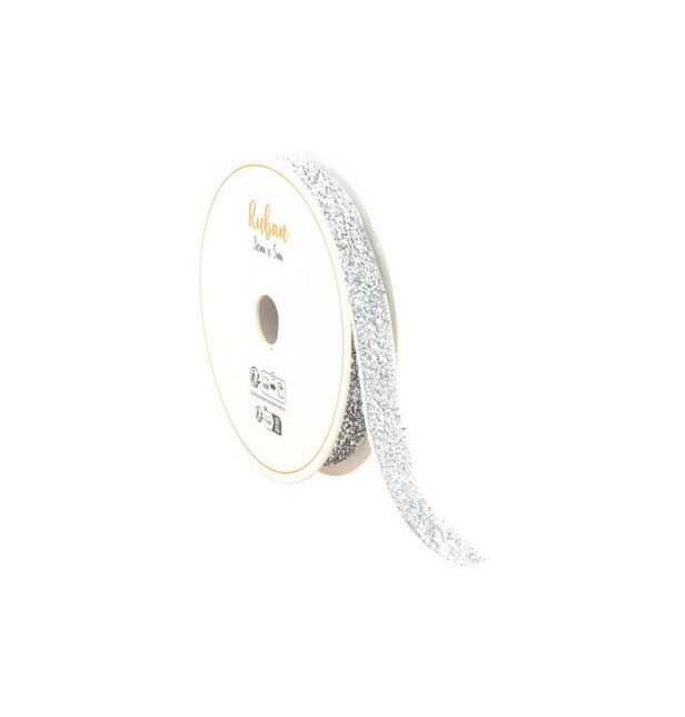 RUBAN PAILLETÉ ARGENTÉ 10 MM X 3 M