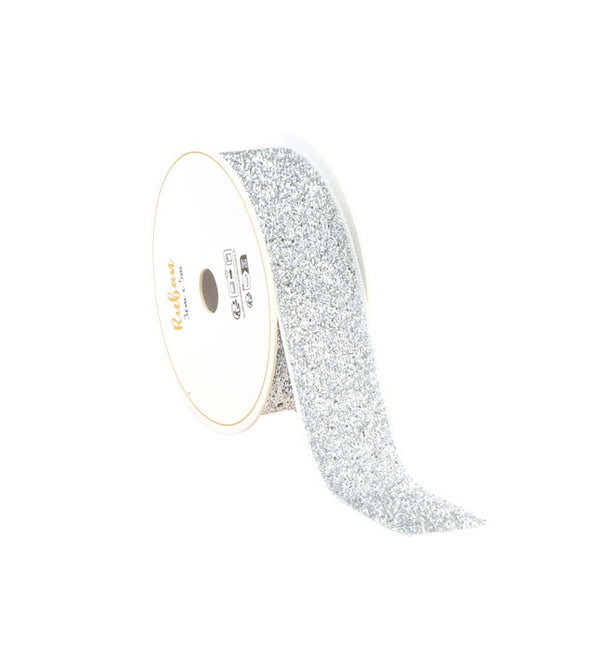 RUBAN PAILLETÉ ARGENTÉ 25 MM X 3 M