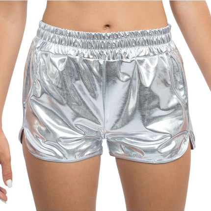 Short argenté métallisé pour femme
