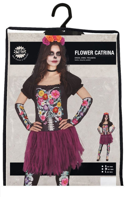 Skelet Halloween Kostuum Dames tutu bloemen van Fiestas Guirca koop je bij Partywinkel