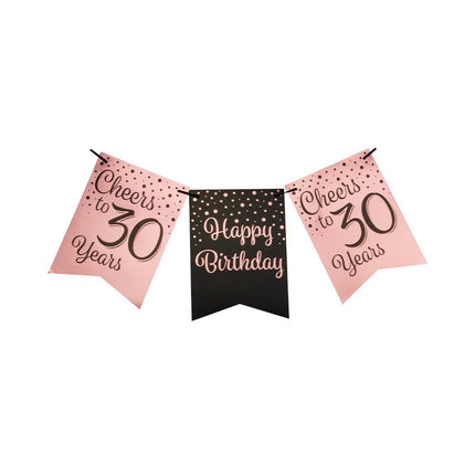 Slinger 30 Jaar Roze Zwart 6m van Paper Dreams koop je bij Partywinkel
