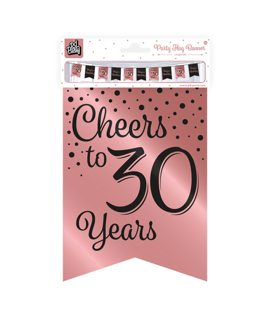 Slinger 30 Jaar Roze Zwart 6m van Paper Dreams koop je bij Partywinkel