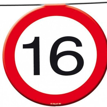 Slingers 16 Jaar Verkeersbord 12m - Partywinkel - 8714572051651