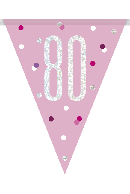 Slingers 80 Jaar Roze 2,74m van Unique koop je bij Partywinkel