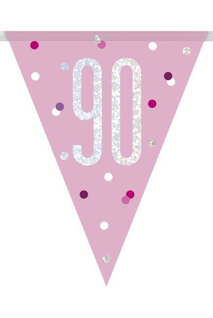 Slingers 90 Jaar Roze 2,74m van Unique koop je bij Partywinkel