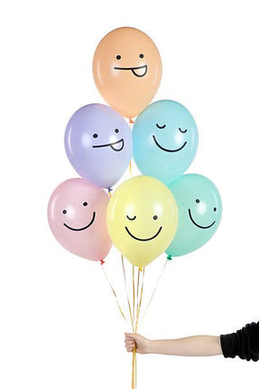Smiley Ballonnen 30cm 6st van Partydeco koop je bij Partywinkel