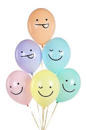 Smiley Ballonnen 30cm 6st van Partydeco koop je bij Partywinkel