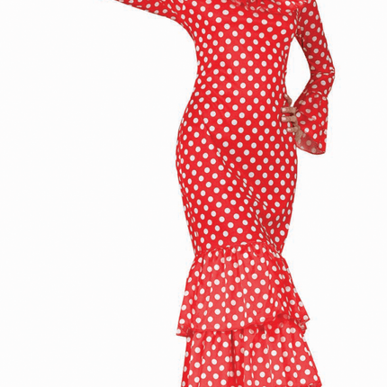 Spaanse Jurk Flamenco Witte Stippen van Fiestas Guirca koop je bij Partywinkel