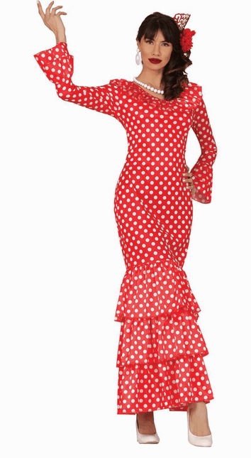 Spaanse Jurk Flamenco Witte Stippen van Fiestas Guirca koop je bij Partywinkel