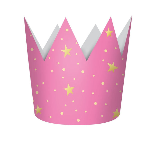 Ster Kroon Goud Roze 4st van Procos koop je bij Partywinkel