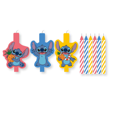 Stitch Kaarsen Gekleurd 9 delig van Procos koop je bij Partywinkel