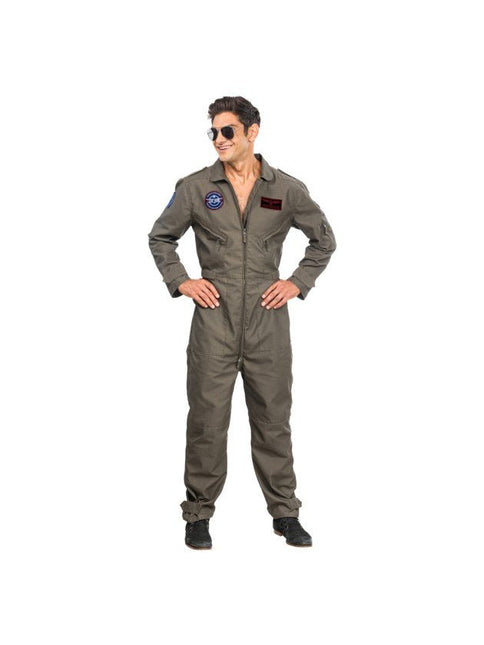 Straaljagerpiloot Jumpsuit Olijfgroen Heren van CHAKS koop je bij Partywinkel