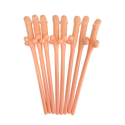 Pailles en forme de pénis, 19,5 cm, lot de 8