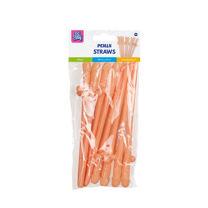 Pailles en forme de pénis, 19,5 cm, lot de 8