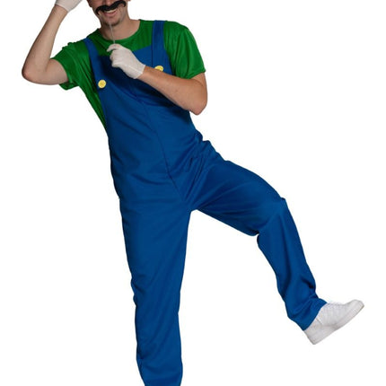 Super Mario Pak Groen Blauw Heren Luigi van PartyXclusive koop je bij Partywinkel