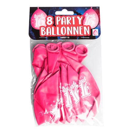 Sweet 16 Ballonnen 16 Jaar Roze 30cm 8st van Paper Dreams koop je bij Partywinkel
