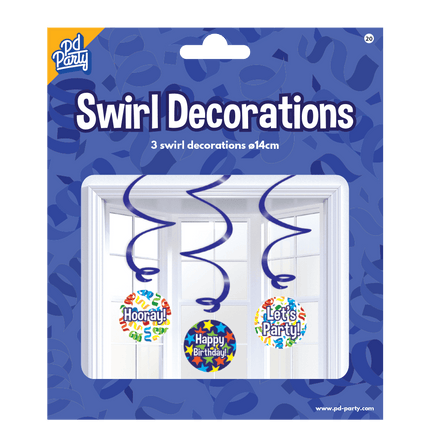 Swirl decorations Happy birthday cartoon 3st 14cm van Paper Dreams koop je bij Partywinkel