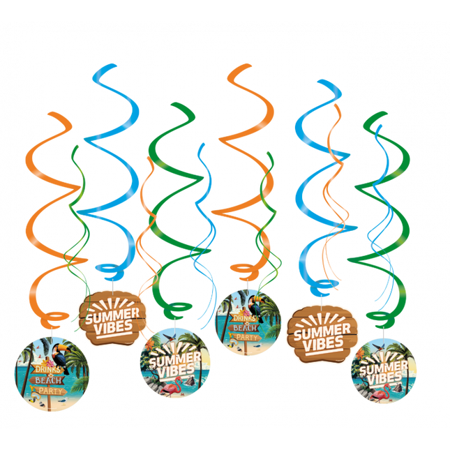 Décoration suspendue colorée Summer Vibes 70cm 6pcs
