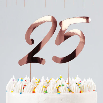 Taart Cijfers Rose Goud 19cm 20st van Folat koop je bij Partywinkel