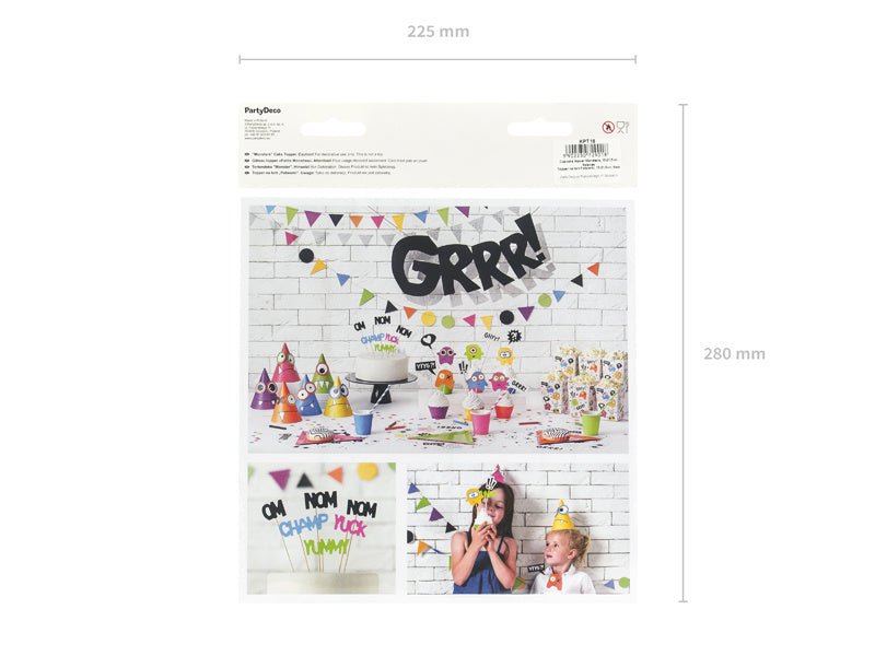 Taarttoppers Monster 21,5cm 6st van Partydeco koop je bij Partywinkel