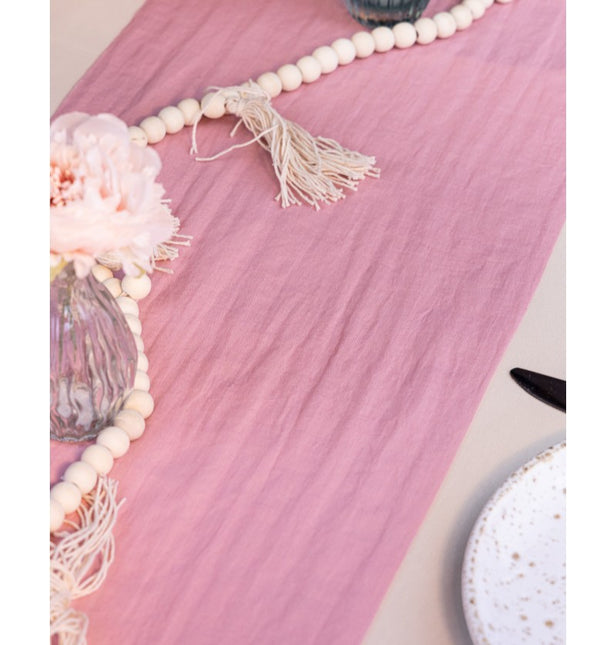 Chemin de table rose Chiffon 3m