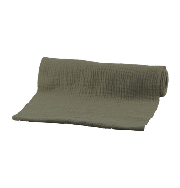 Chemin de table vert en coton 3m