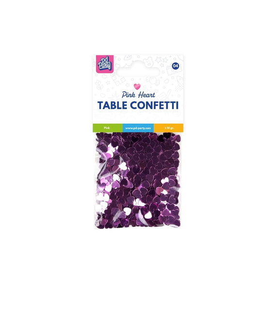 Confettis de table en forme de coeur rose 14gr