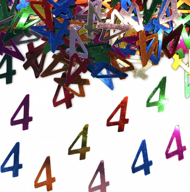 Tafelconfetti 4 Jaar 1cm 600st - Partywinkel - 8714572053037