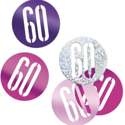 Tafelconfetti 60 Jaar Roze 14gr van Unique koop je bij Partywinkel
