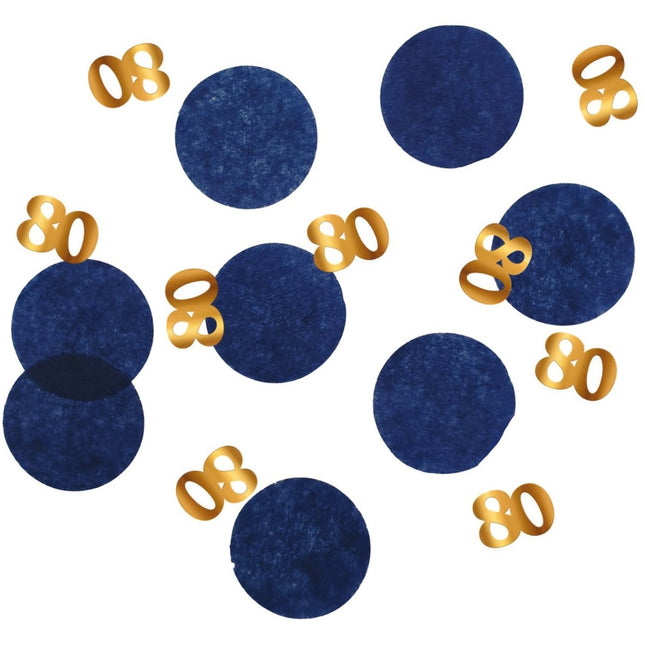 Tafelconfetti 80 Jaar Blauw 2,4cm 25gr van Folat koop je bij Partywinkel